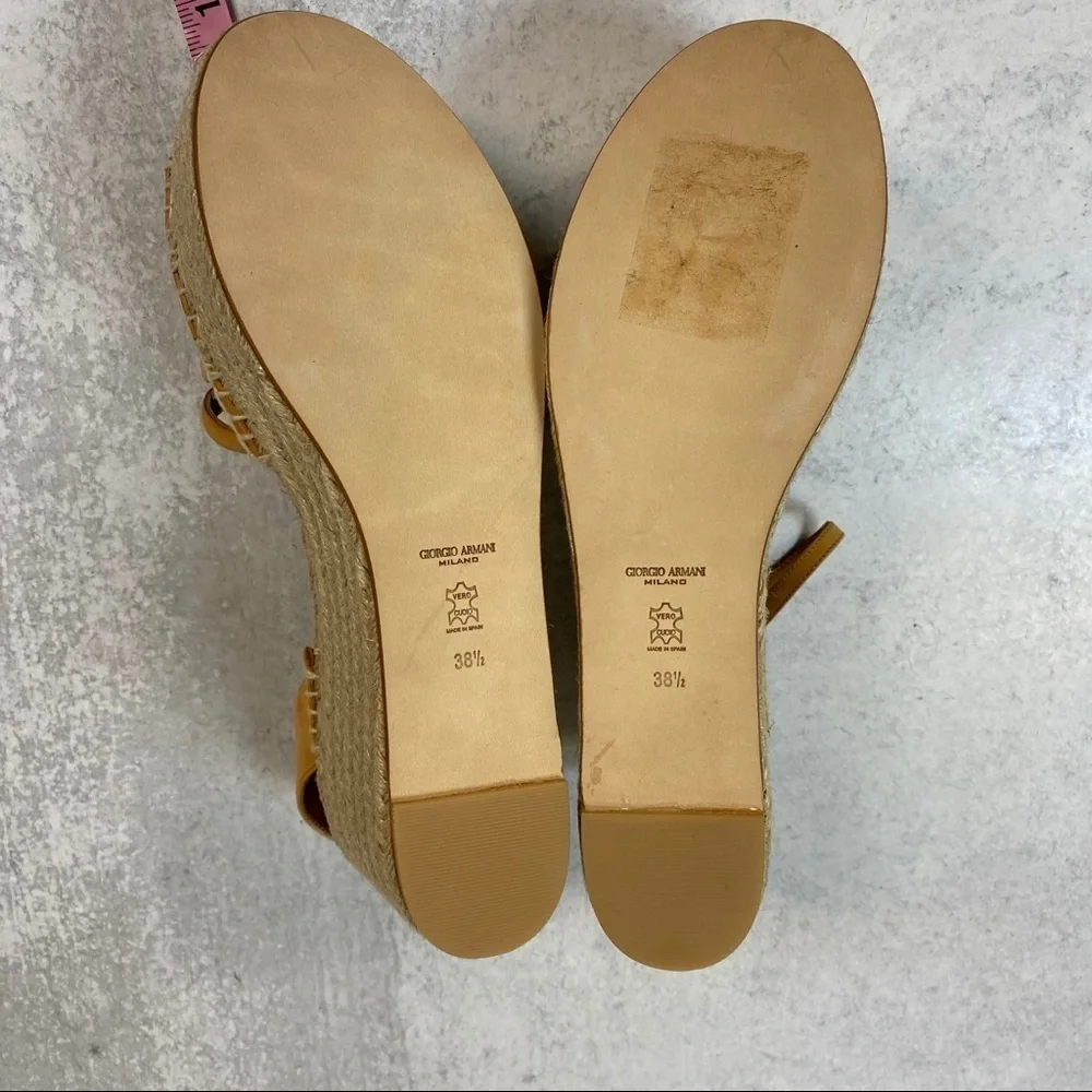 NIB‎ Giorgio Armani Lattice Platform Espadrille 38.5 Camel Sandal